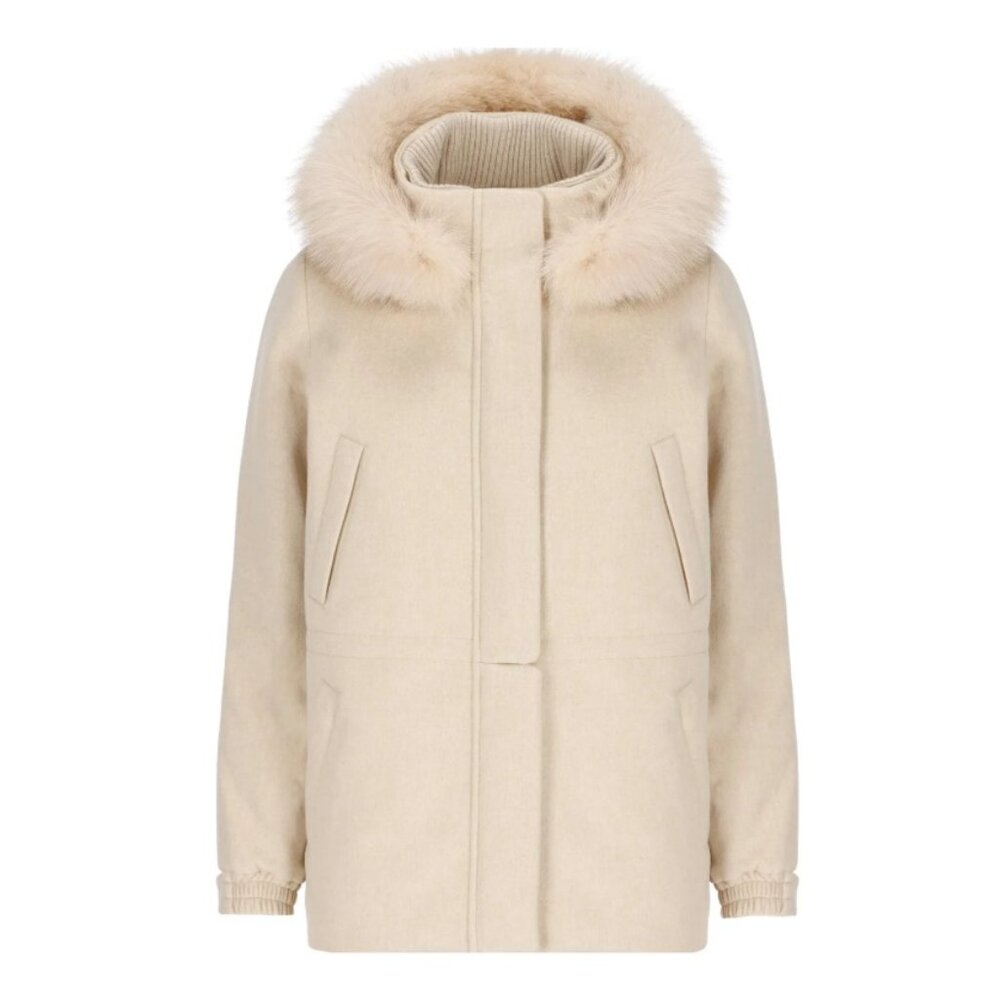 Loro Piana Icery Short Jacket with Fox Fur Collar